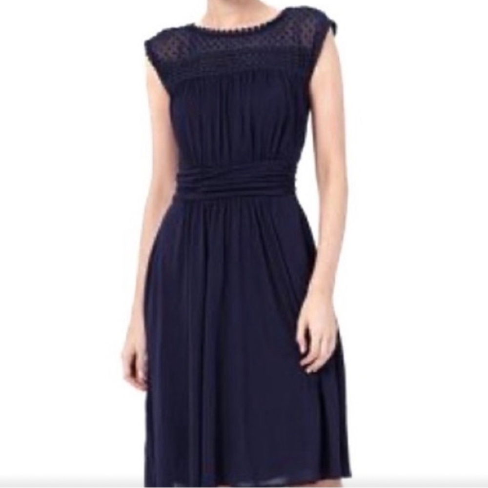 Boden Jessica Navy Blue Swiss Dot Jersey Midi Dress size 8L